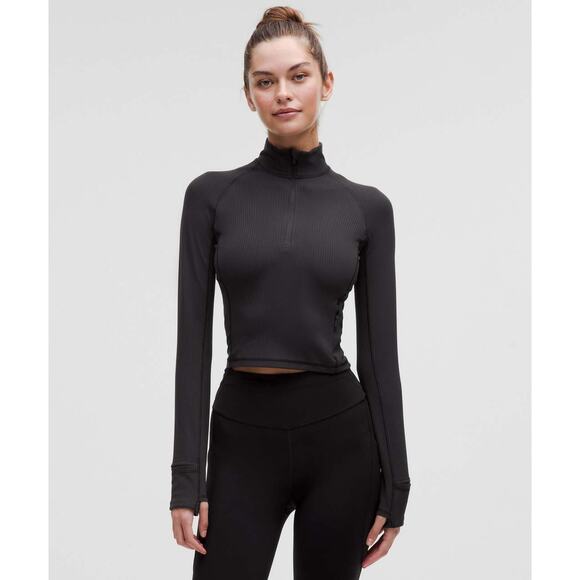 SALE - NWT Lululemon Its Rulu Run Ribbed Cropped Half Zip * Updated - Picture 1 of 12